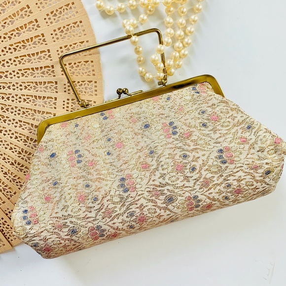 Vintage 1950s Evening Clutch + Sandalwood Fan - Picture 2 of 8